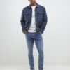 Grå slim fit-skjorta med krage