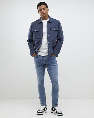 Grå slim fit-skjorta med krage