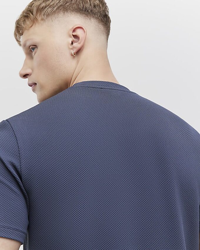 Grå Slim Fit Textured Ame Saint T-shirt