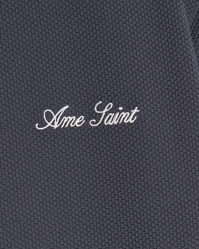 Grå Slim Fit Textured Ame Saint T-shirt