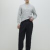 Grå slim fit-tröja i våffelstickat