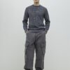 Grå slim fit-tröja i våffelstickat