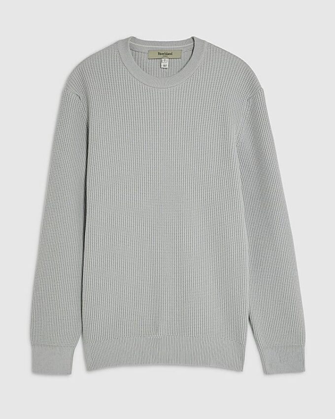 Grå slim fit-tröja i våffelstickat