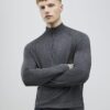 Grå slim fit-tröja med halv dragkedja
