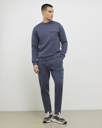 Grå slim fit-tröja med nylonficka
