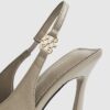 Grå slingback-klackar med logotyp