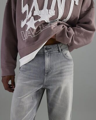 Grå tapered fit-jeans Grå tapered fit-jeans