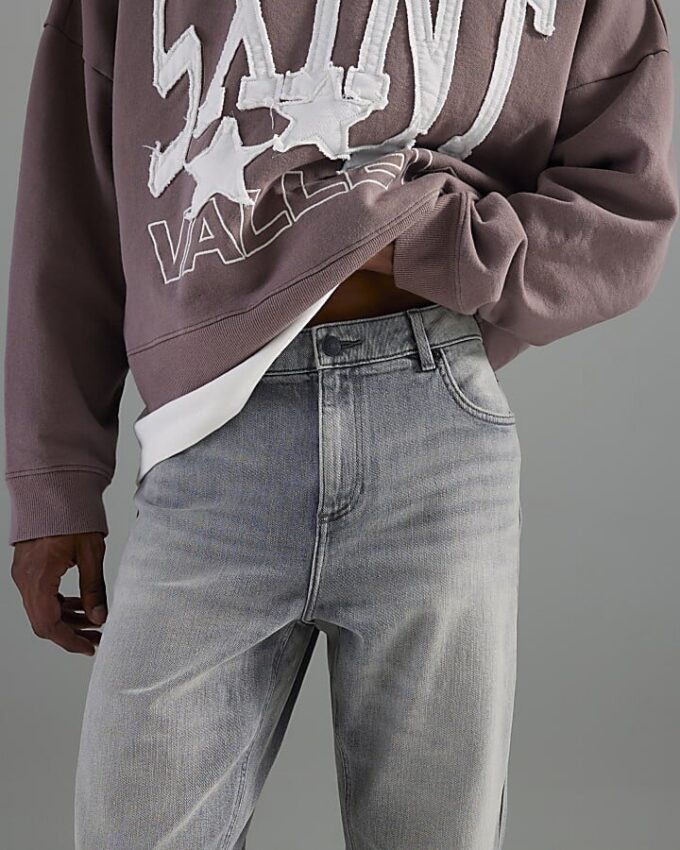 Grå tapered fit-jeans