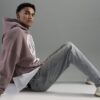 Grå tapered fit-jeans