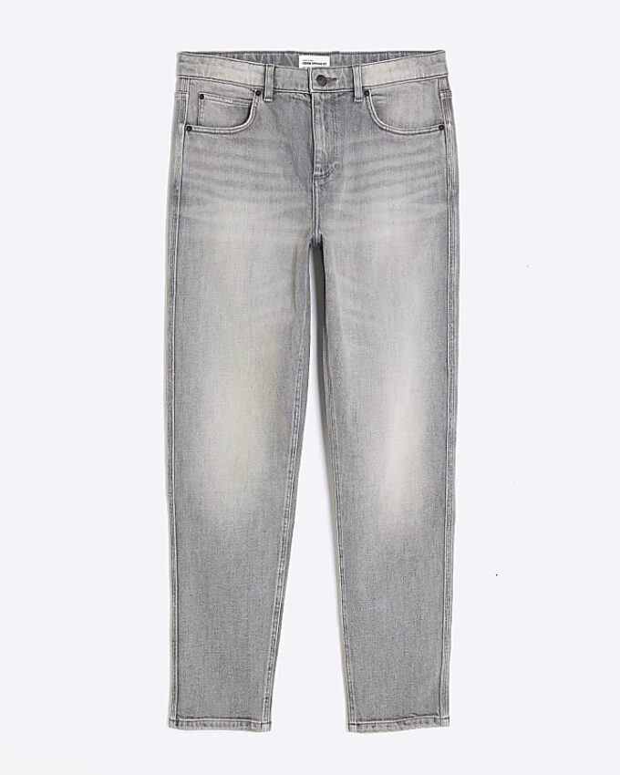 Grå tapered fit-jeans