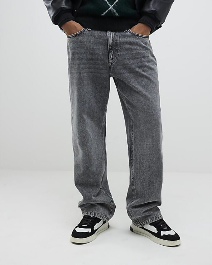 Gråa jeans med lös passform Gråa jeans med lös passform