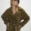 Grön kort trenchcoat i mocka
