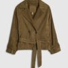 Grön kort trenchcoat i mocka