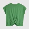 Grön kortärmad T-shirt med vridet framstycke