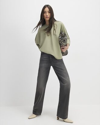 Grön långärmad batwing-top