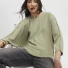 Grön långärmad batwing-top
