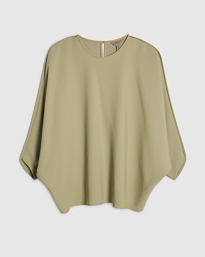 Grön långärmad batwing-top