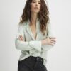 Grön långärmad slim fit-skjorta i satin
