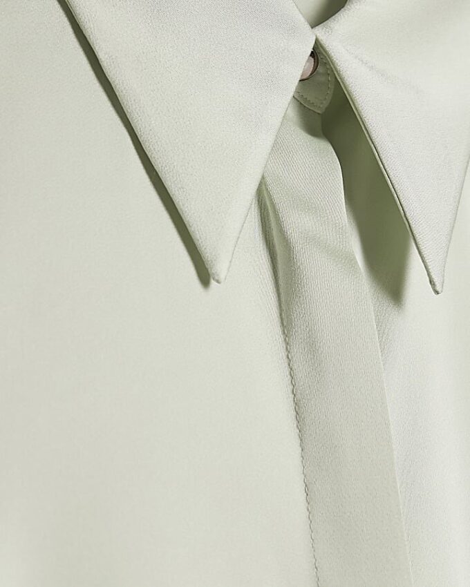 Grön långärmad slim fit-skjorta i satin