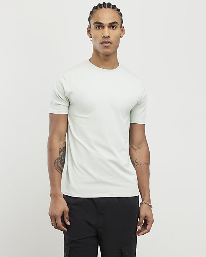 Grön muskelfit-T-shirt