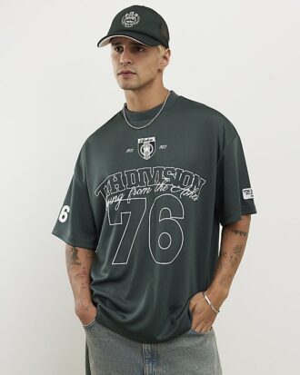 Grön oversized mesh-T-shirt med 7th Division-tryck