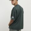 Grön oversized mesh-T-shirt med 7th Division-tryck