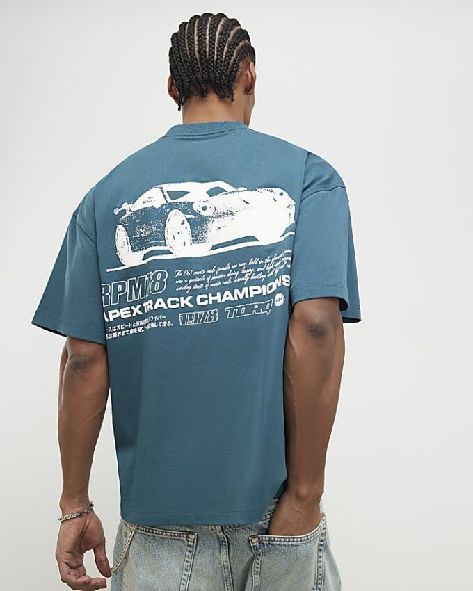Grön oversized racing-T-shirt
