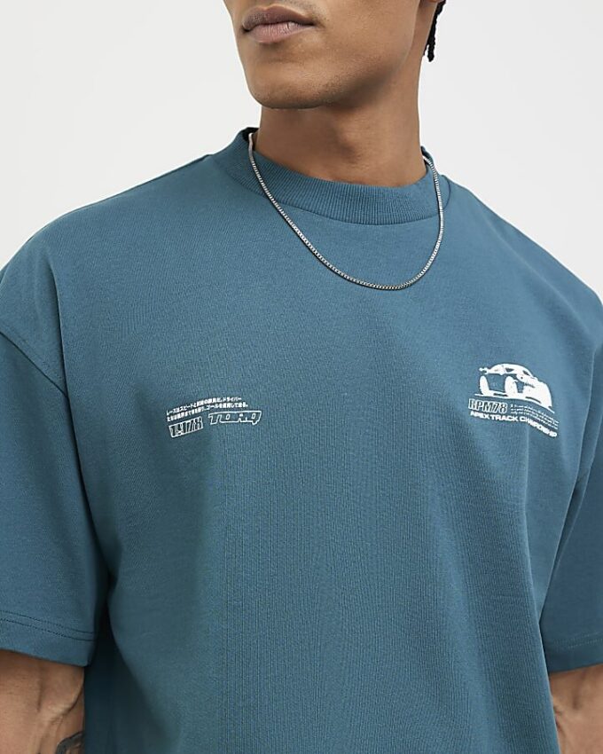 Grön oversized racing-T-shirt