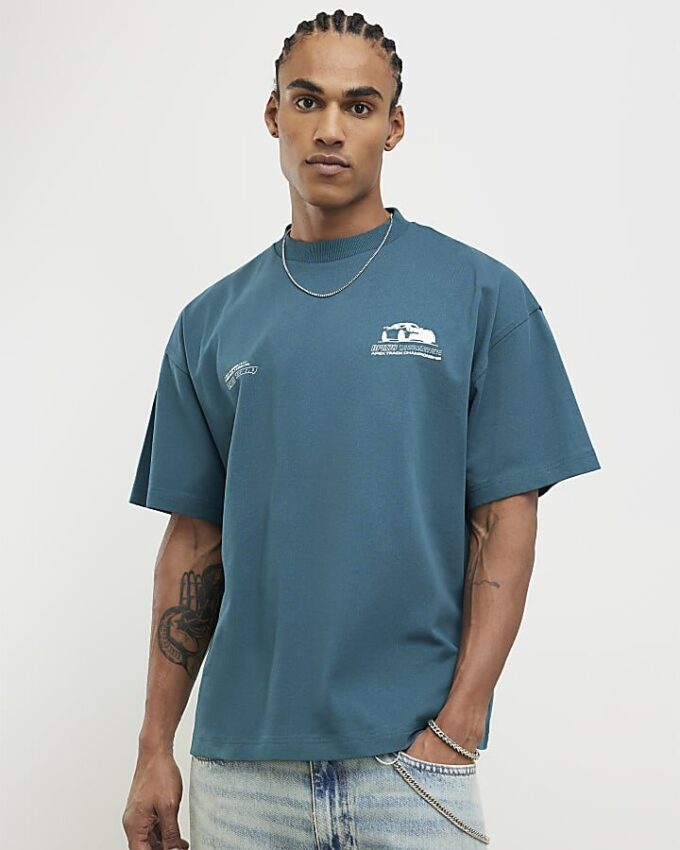 Grön oversized racing-T-shirt