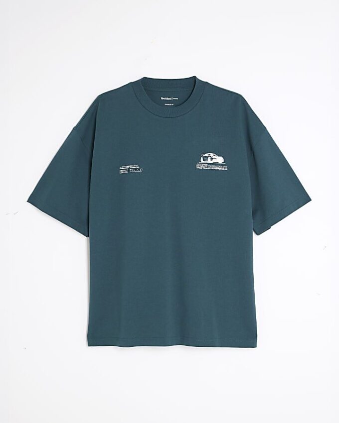 Grön oversized racing-T-shirt