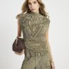 Grön plisserad ärmlös wrap-top