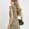 Grön plisserad ärmlös wrap-top