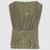 Grön plisserad ärmlös wrap-top