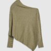 Grön ribbad off-shoulder-tröja