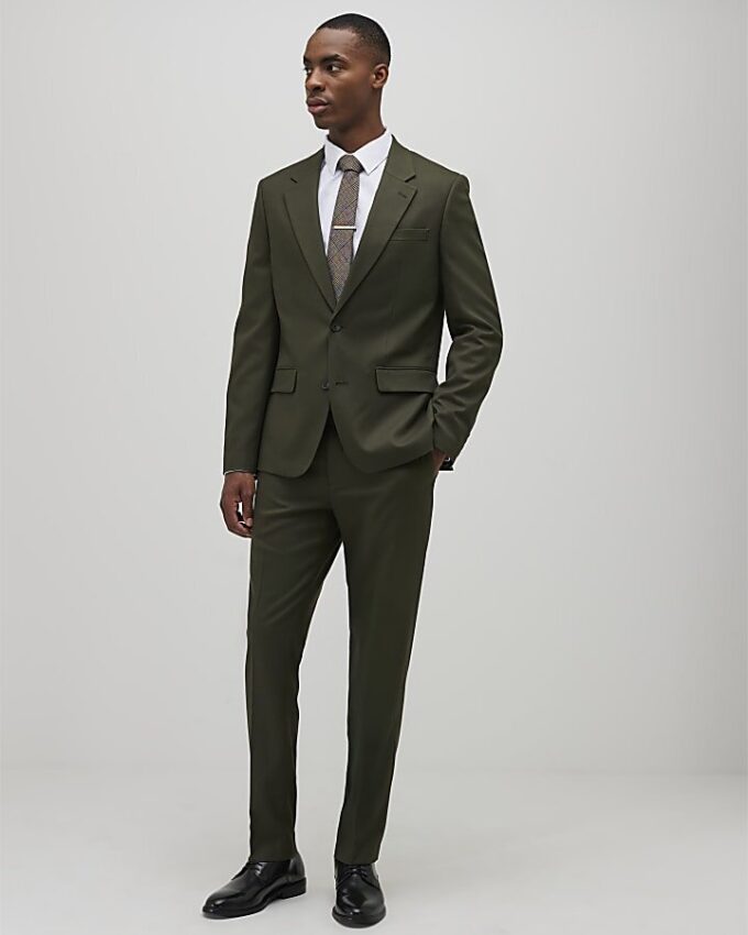 Grön slim fit-kostymjacka med struktur Grön slim fit-kostymjacka med struktur