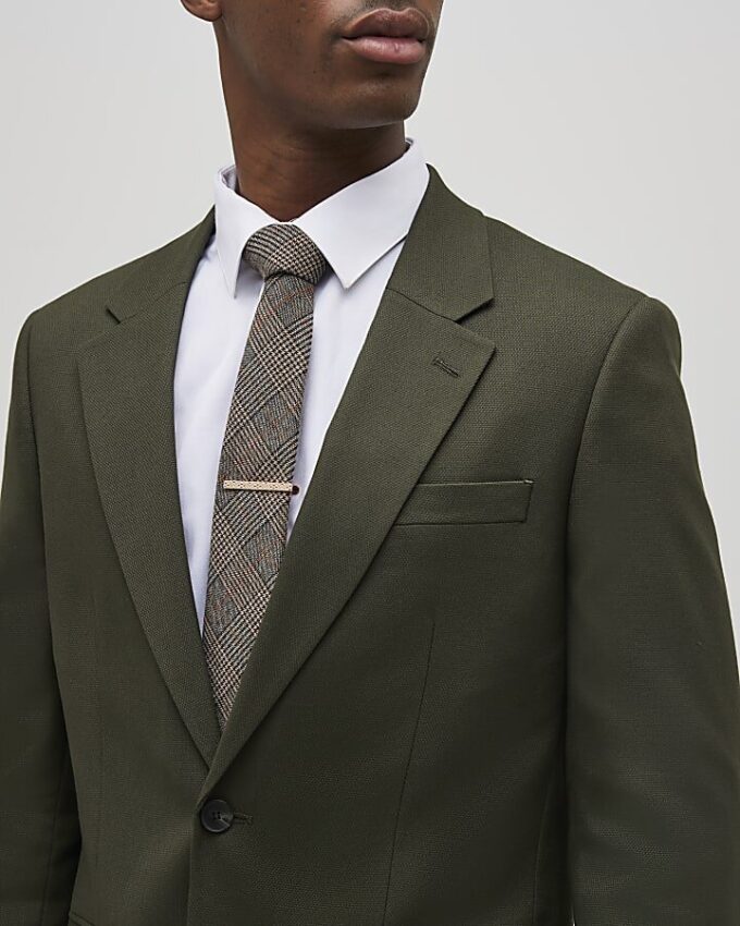 Grön slim fit-kostymjacka med struktur Grön slim fit-kostymjacka med struktur