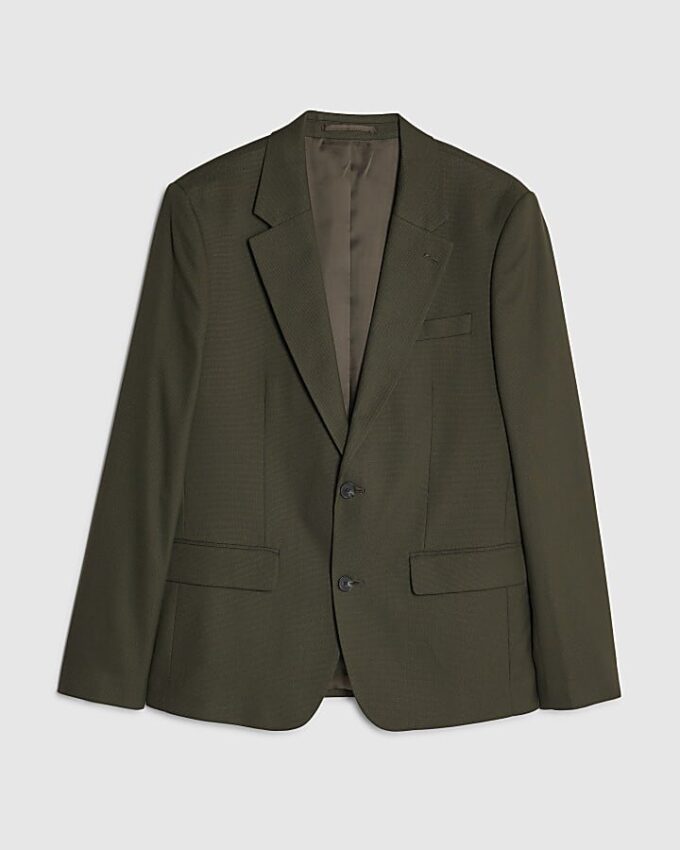 Grön slim fit-kostymjacka med struktur Grön slim fit-kostymjacka med struktur