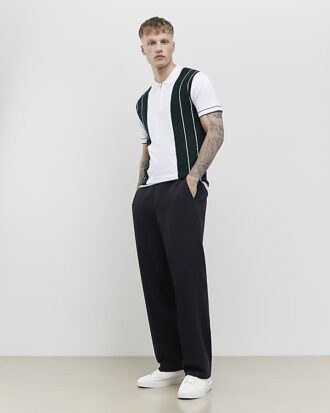 Grön slim fit-polotröja med färgblockerade ränder