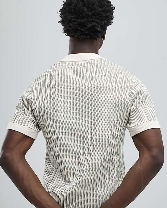 Grön slim fit-skjorta med knappar och ränder