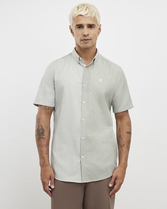 Grön slim fit-skjorta med RR-broderi