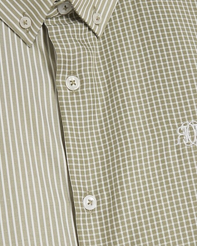 Grön slim fit-skjorta med RR-broderi