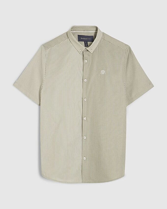 Grön slim fit-skjorta med RR-broderi