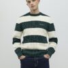 Grön slim fit-tröja i våffelstickad randig trikå