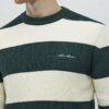 Grön slim fit-tröja i våffelstickad randig trikå