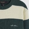 Grön slim fit-tröja i våffelstickad randig trikå