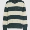 Grön slim fit-tröja i våffelstickad randig trikå