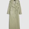 Grön trenchcoat i konstläder med bälte