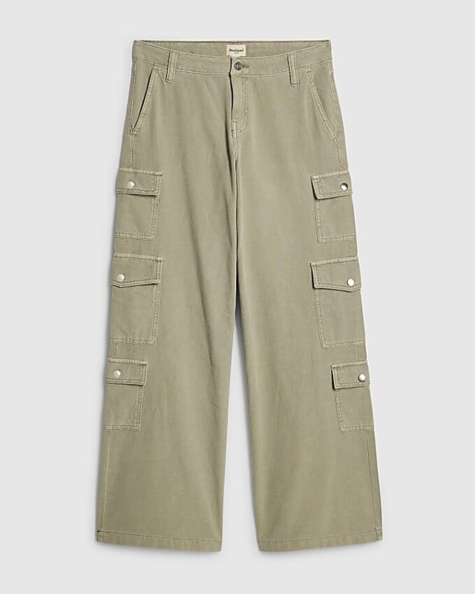 Gröna cargo-byxor i denim med raka ben
