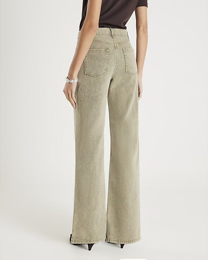 Gröna högmidjade jeans med raka ben
