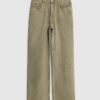 Gröna högmidjade jeans med raka ben
